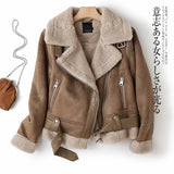 And Winter New Suede Suede Thickened Fur Integrated Suit Collar Belt Jacket