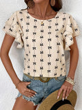 New Jacket Round-Neck Chiffon Women Fashion Trend Printing Short-Sleeved Top