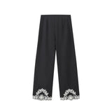 Summer Embroidered Short V-Collar Vest Embroidered Trousers