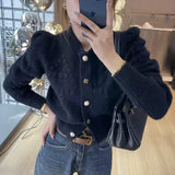 Zingj Fragrant Wind Soft Waxy Knit Cardigan Female Spring 2024 New Long Sleeves Popular This Year Beautiful Letter Sweater