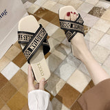 Zingj Size 42 Online Celebrity Slippers Women Wear 2023 New Summer Fashion Flat-Soled Sandals