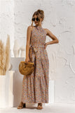 Dot Printed Lace Up Halter Tied Long