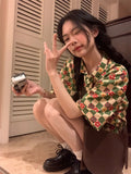 Korean Style Checkerboard Checked Shirt Vintage Things Chiffon Blouse Cheap Women's Clothing and Free Shipping