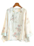 Chinese Jacquard Shirt Women's Summer Dress New Retro Style Round Collar Leisure Light Country Wind Plate Button Sweet Blouse