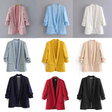 Spring Style Pleated Sleeve Sag Urban Leisure Candy Color Women's Suit