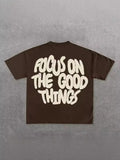 T-Shirt Y2K Hip-Hop Letter Retro Cross Graphic Print Oversized T-Shirt Men's Round Neck Cotton Short-Sleeved