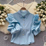 Zingj Niche Design Sense Flounce Shirt Female Summer New Fashion Foreign Style All
