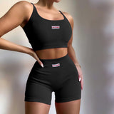 sports shorts two-piece sling top casual fashion slim suit sportswear two-piece sports shorts cycling yoga