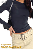 Women's Basic Long Sleeve Crop Top Solid Color Crew Neck Cozy Stretchy Slim Fitted Cropped T Shirts Pullover