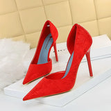 Zingj Fashion Sexy Thin, High, Shallow Pointed Cloth Side Hollow Women's Single