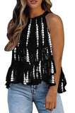 Print Round Neck Halter Sexy Sleeveless