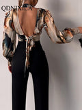 Standing Collar Long Sleeve Lantern Sleeve Backless Hollow Shirt In Spring and Summer Blouse Blouse Women Shirt and