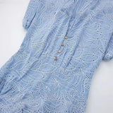 New Hollowed-Out Embroidered Shirt-Style Long Dress