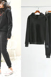 2 piece Tracksuit Women black velvet Sweatshirt Female Sport Pullover Women's Sport Set Tracksuit for Women
