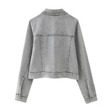 New Artificial Pearl Denim Jacket 5862065 Miniskirt