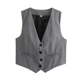 Summer New Women's Street Fashion Leisure Vest 15 Color V Collar