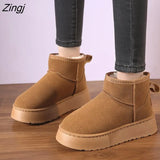 Heels Women Botas 2023 Winter Platform Short Plush Warm Snow Chelsea Boots Fashion Ankle Suede Pumps Casual