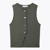 2024 New Street Style Simple And Slim Short Knitted Vest