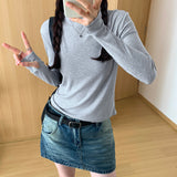 Hooded Solid Color Long-Sleeved T-Shirt Women's Early Autumn New Style Design Slim And Thin