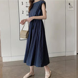 Literary Dress for Women Round Neck Mid-length A-line Cotton and Linen Large Size Dresses Party