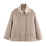 Women's Clothing Explosion ZA Fashion Beads And Short Jacket Wool