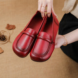 Zingj Flat-Bottomed Beef Rib-Soled New Love Shoes Korean Version Leisure Simple Leather Women's Singles Shoes Comfortable Mother