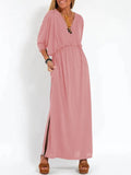 Summer 2025 Fashion Solid Color High Waist Open Fork Short Sleeve