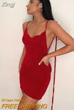 Spaghetti Strap Elegant Draped Mini Dress for Women Outfit Summer Sleeveless Backless Sexy Party Club Dresses