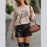 Women's Single-D Row Leisure Long-Sleeved Knitted Jersey Autumn And Winter Collar Warm Coat