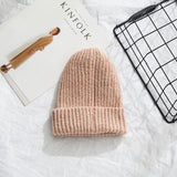 Women 2020 New Solid Knitted Warm Soft Trendy Hats Simple Korean Style Womens Wool Casual Caps Elegant All-match