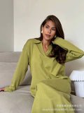 Autumn And Winter Scissors Collar Soft Sweater Skirt Elegant Loose Dress In