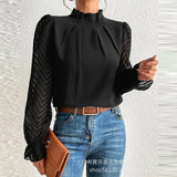 Zingj Pleated Collar Flounce Sleeve Shirt P1ODL1725 /