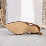 Women's Shoes Brown Pedal Zipper High Heels Muller Women's Shoes Fine Heel Fashion Tip Simple High Heel Single Shoes