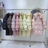 Autumn Winter New Station Hooded Down Jacket Female Long Style Reduce Age Thickening Warm White Duck Down Coat Tide-Outfit