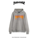 Fall New American Version Of Classic Flame Hooded Hoodie Men's Round Collar Loose Couple Hooded Jacket Ins