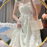 Zingj / Large Size Female Autumn Fat Mm Gentle Wind Embroidery Floral Strap Closed Waist Sling Dress Two Suits 200 Jin-Outfit