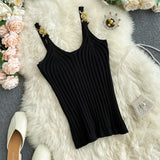 Women Summer Basic Tops Sexy Strappy Sleeveless Crop Top 2023 Female Casual Solid Color Ribbed Knit