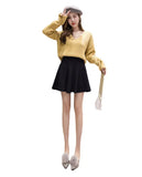 Zingj And Winter New Solid Color Knitted Skirt Short Skirt High Waist A-Shaped Skirt Umbrella Skirt College Caramel Color Base