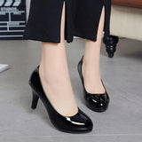 Spring And Summer New Dress Shoes With Round Heels, Professional Work Shoes, High Heels, Lacquered Leather