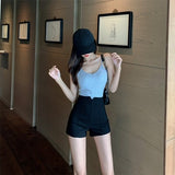 Women Elastic Solid Casual High Waist Skinny Teens All-match Ins Female College Summer 2021 New Arrival Slim Popular