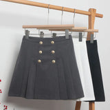 Women's Dress 2025 Spring Korean Version Of Double Buckle High Waist Thin A Short Skirt Suit 100-Folded