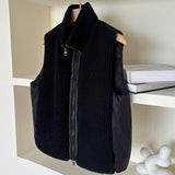 High-End White Duck Down Down Vest Female 2024 Autumn And Winter Thick Knit Stitching Warm Vest Vest Coat Tide-Outfit