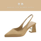 Zingj Show Thin Suede High Heel Single Shoes Female Temperament 2023 New Spring And Summer Thick Heel Simple After Empty Head