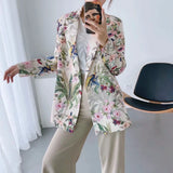 New Skinny Flower Printing Double-Breasted Suit Jacket In The Autumn Of