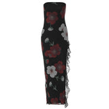 Zingj Women's Wear Summer 2024 New Fashion Print Lace Stitching Wrapped Chest