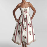 Women's New 2025 Spring Dress Solid Color Sexy U-Neck Waist Folding Sling