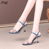 Summer Women's Heels High-heeled Sandals Korean Version Stiletto Open Toe Solid Color Buckle Women's High-heeled