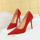 Zingj Korean Version Of Fashion Simple Pedicure Show Thin Ultra High Heel Shallow Pointed Heels Women's Single
