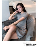 Zingj New Korean Version Round Neck, Short Sleeves, Sexy Slim, Buttocks, Skinny, Medium And Long Knitted