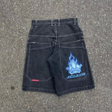 Y2k Denim Shorts Street Hip-Hop Retro Graphics Black Loose Gothic